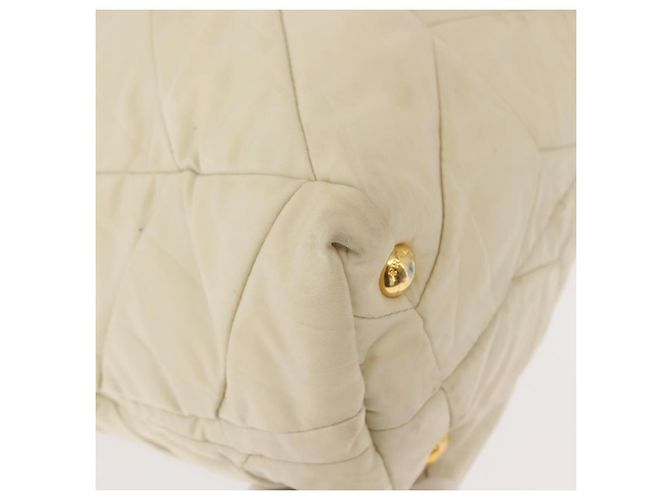 Tote PRADA Kettentasche Nylon Elfenbein Gold Auth 150390 Golden Roh - vista 14