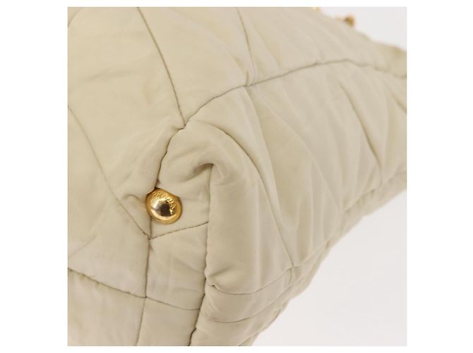 Tote PRADA Kettentasche Nylon Elfenbein Gold Auth 150390 Golden Roh - vista 15
