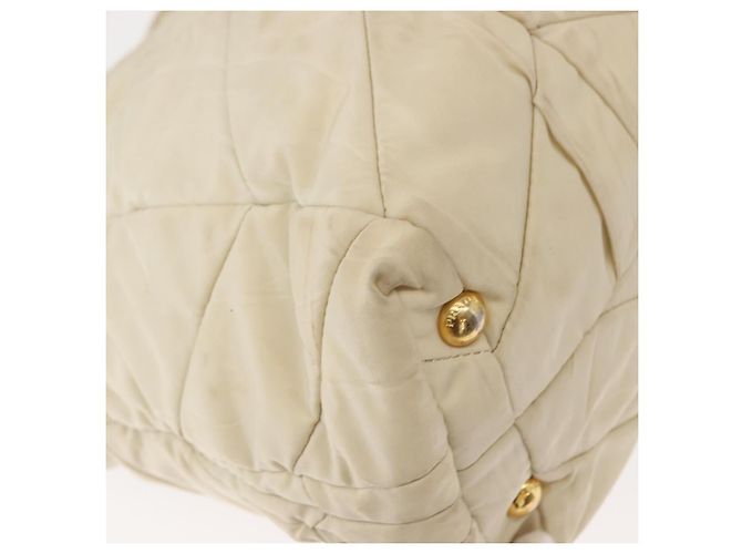 Tote PRADA Kettentasche Nylon Elfenbein Gold Auth 150390 Golden Roh - vista 16