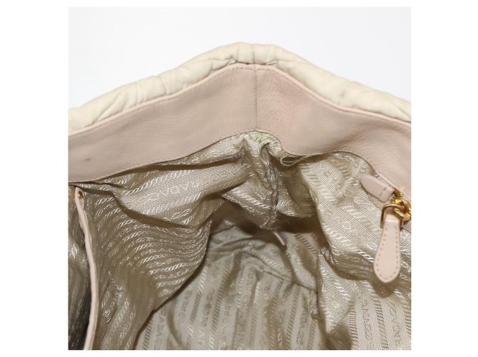 Tote PRADA Kettentasche Nylon Elfenbein Gold Auth 150390 Golden Roh - vista 21