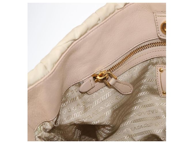 Tote PRADA Kettentasche Nylon Elfenbein Gold Auth 150390 Golden Roh - vista 22