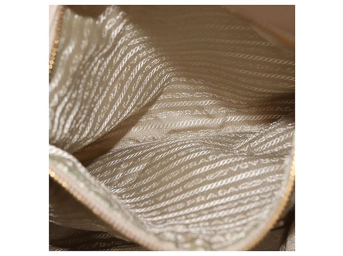 Tote PRADA Kettentasche Nylon Elfenbein Gold Auth 150390 Golden Roh - vista 23