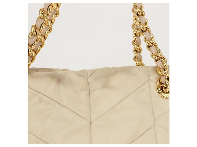 Tote PRADA Kettentasche Nylon Elfenbein Gold Auth 150390 Golden Roh - vista 3