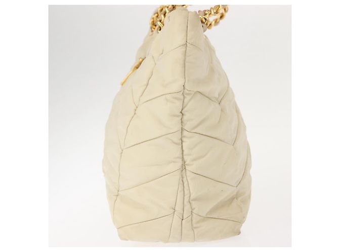 Tote PRADA Kettentasche Nylon Elfenbein Gold Auth 150390 Golden Roh - vista 4