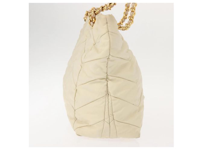 Tote PRADA Kettentasche Nylon Elfenbein Gold Auth 150390 Golden Roh - vista 5