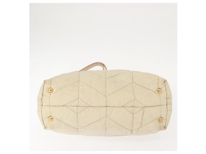 Tote PRADA Kettentasche Nylon Elfenbein Gold Auth 150390 Golden Roh - vista 6