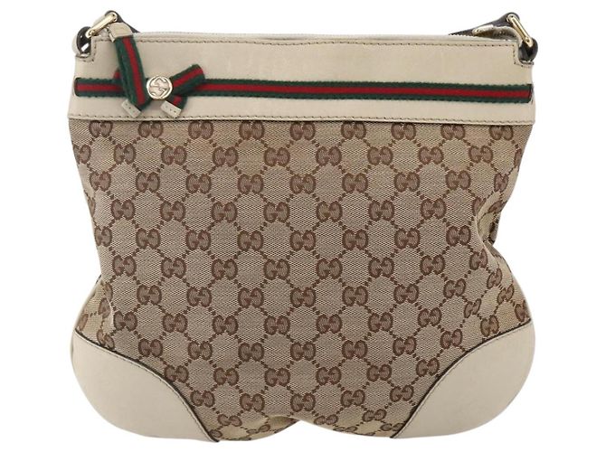 Borsa Pretty Sherry Line in tela GG Gucci beige e oro 257065 Auth 151008 D'oro - vista 13