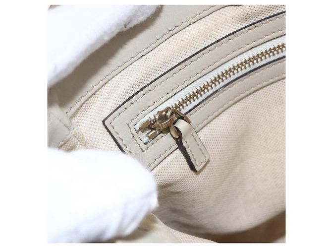 Borsa Pretty Sherry Line in tela GG Gucci beige e oro 257065 Auth 151008 D'oro - vista 18