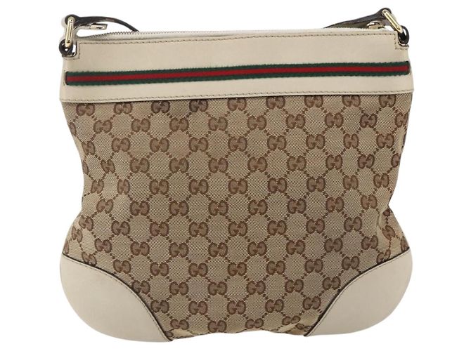 Borsa Pretty Sherry Line in tela GG Gucci beige e oro 257065 Auth 151008 D'oro - vista 2