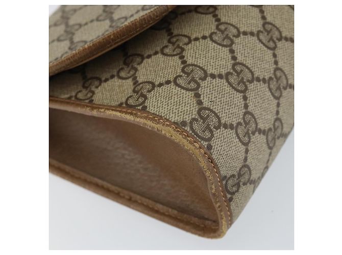 GUCCI GG Supreme Borsa Clutch Sherry Line PVC Beige Oro 89 01 030 Auth 150270 D'oro - vista 14