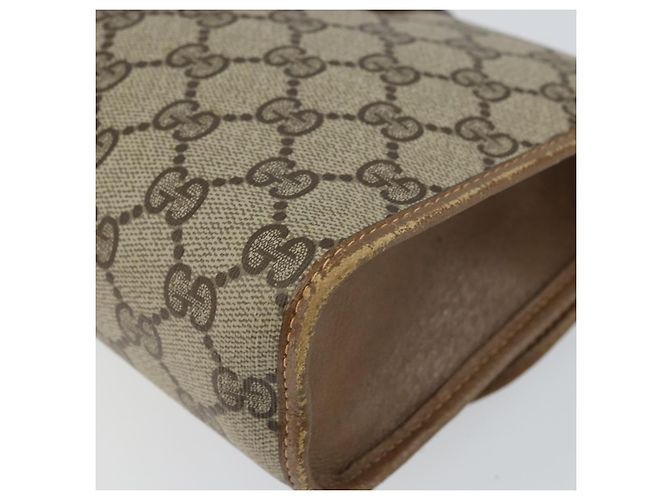 GUCCI GG Supreme Borsa Clutch Sherry Line PVC Beige Oro 89 01 030 Auth 150270 D'oro - vista 15