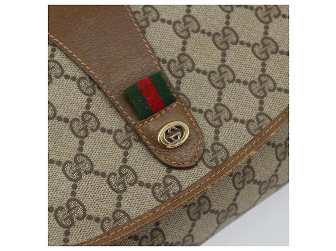 GUCCI GG Supreme Borsa Clutch Sherry Line PVC Beige Oro 89 01 030 Auth 150270 D'oro - vista 17