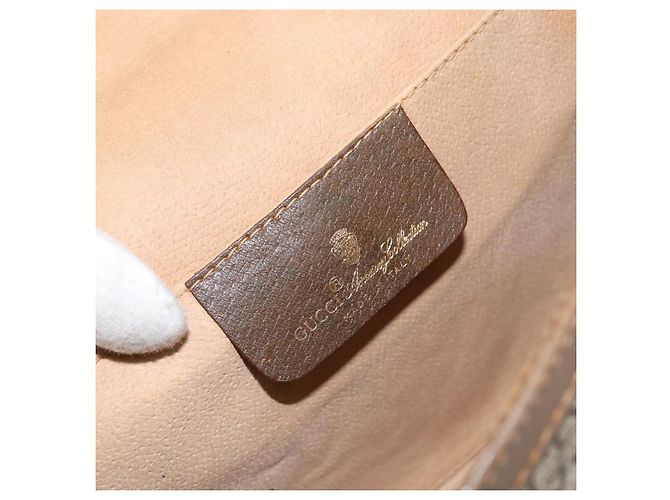 GUCCI GG Supreme Borsa Clutch Sherry Line PVC Beige Oro 89 01 030 Auth 150270 D'oro - vista 18