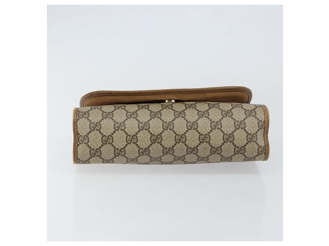 GUCCI GG Supreme Borsa Clutch Sherry Line PVC Beige Oro 89 01 030 Auth 150270 D'oro - vista 6