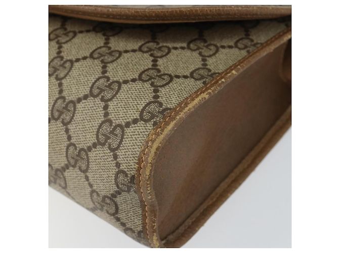 GUCCI GG Supreme Borsa Clutch Sherry Line PVC Beige Oro 89 01 030 Auth 150270 D'oro - vista 7