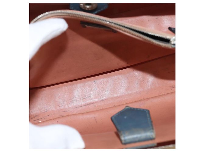 FENDI 2 JOURS Handtasche aus Leder 2 in 1 Blau Silber Authentisch 150363 - vista 11
