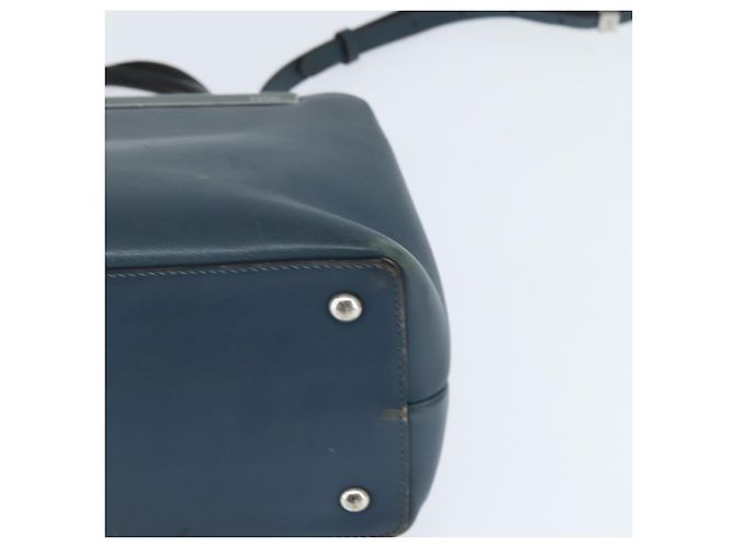 FENDI 2 JOURS Handtasche aus Leder 2 in 1 Blau Silber Authentisch 150363 - vista 16