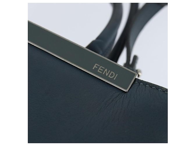 FENDI 2 JOURS Handtasche aus Leder 2 in 1 Blau Silber Authentisch 150363 - vista 18