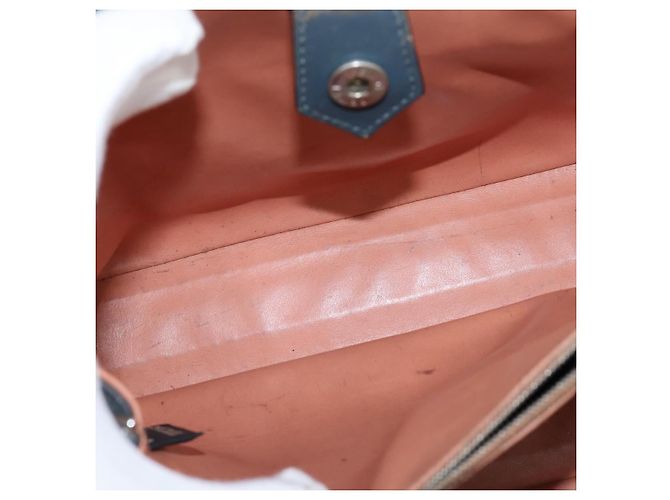 FENDI 2 JOURS Handtasche aus Leder 2 in 1 Blau Silber Authentisch 150363 - vista 22