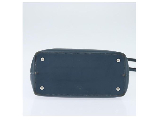 FENDI 2 JOURS Handtasche aus Leder 2 in 1 Blau Silber Authentisch 150363 - vista 5