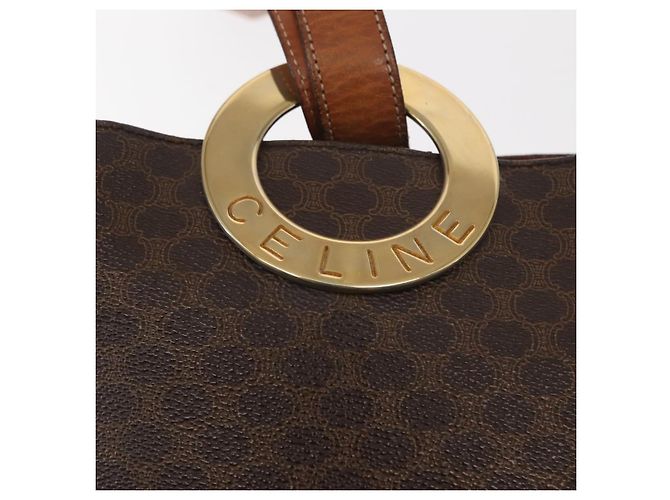 Céline Borsa a spalla circolare in tela Macadam CELINE in pelle PVC marrone oro Auth 148185 D'oro - vista 18