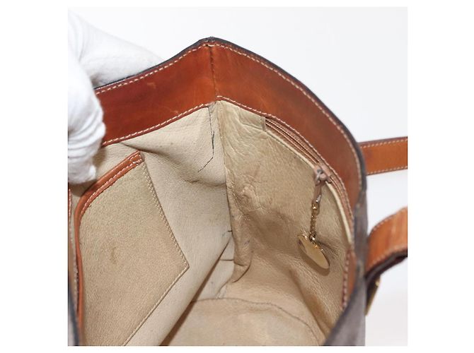 Céline Borsa a spalla circolare in tela Macadam CELINE in pelle PVC marrone oro Auth 148185 D'oro - vista 21