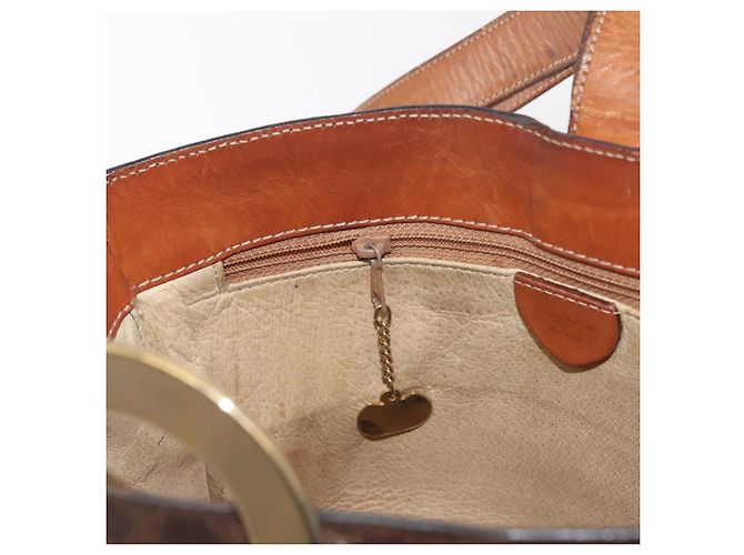 Céline Borsa a spalla circolare in tela Macadam CELINE in pelle PVC marrone oro Auth 148185 D'oro - vista 22