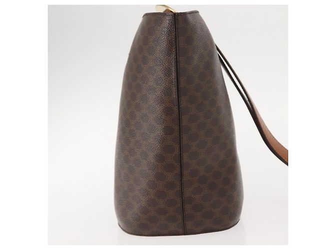 Céline Borsa a spalla circolare in tela Macadam CELINE in pelle PVC marrone oro Auth 148185 D'oro - vista 4