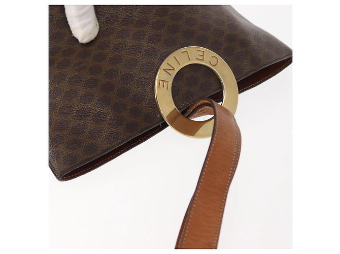 Céline Borsa a spalla circolare in tela Macadam CELINE in pelle PVC marrone oro Auth 148185 D'oro - vista 6