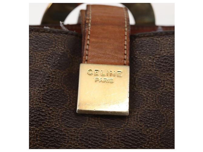 Céline Borsa a spalla circolare in tela Macadam CELINE in pelle PVC marrone oro Auth 148185 D'oro - vista 9