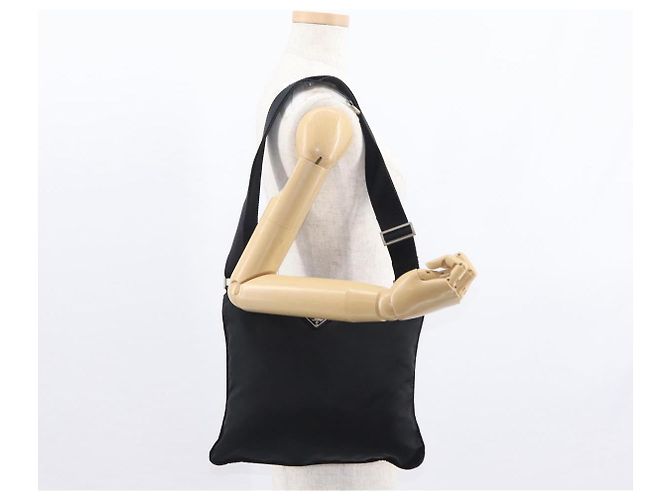 Borsa a Spalla PRADA in Nylon Nero Argento Autentica bs31365 - vista 21