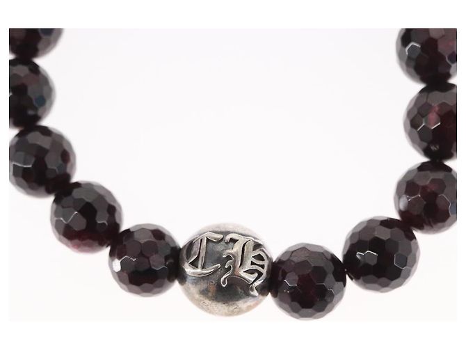 Bracciale in perle Chrome Hearts CH Plus Cross Ball Granato 0,4"" Ag925 Auth 143052M Rosso - vista 3