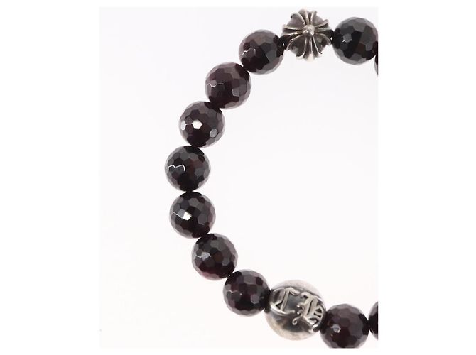 Bracciale in perle Chrome Hearts CH Plus Cross Ball Granato 0,4"" Ag925 Auth 143052M Rosso - vista 4