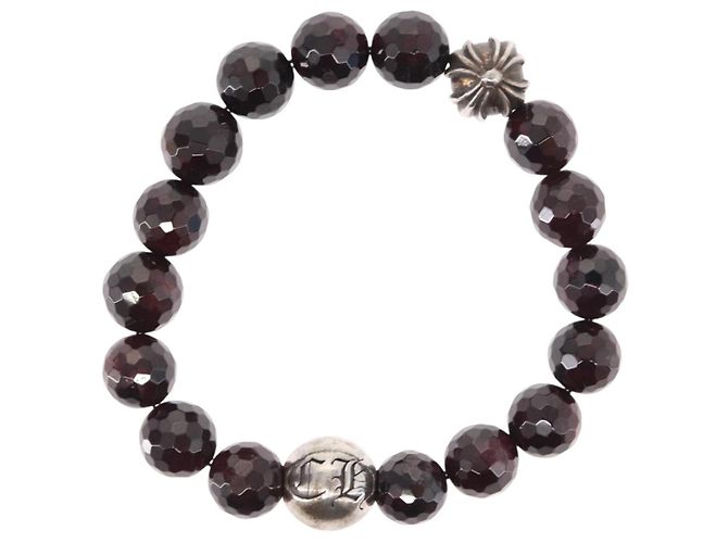 Bracciale in perle Chrome Hearts CH Plus Cross Ball Granato 0,4"" Ag925 Auth 143052M Rosso - vista 7