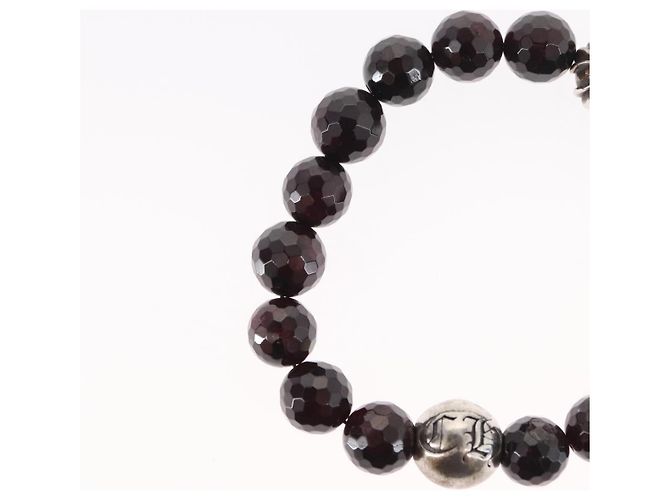 Bracciale in perle Chrome Hearts CH Plus Cross Ball Granato 0,4"" Ag925 Auth 143052M Rosso - vista 9