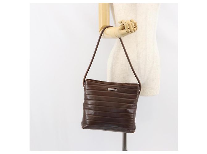 Gucci Borsa a Spalla in Pelle Marrone Argento Auth 151611 - vista 25