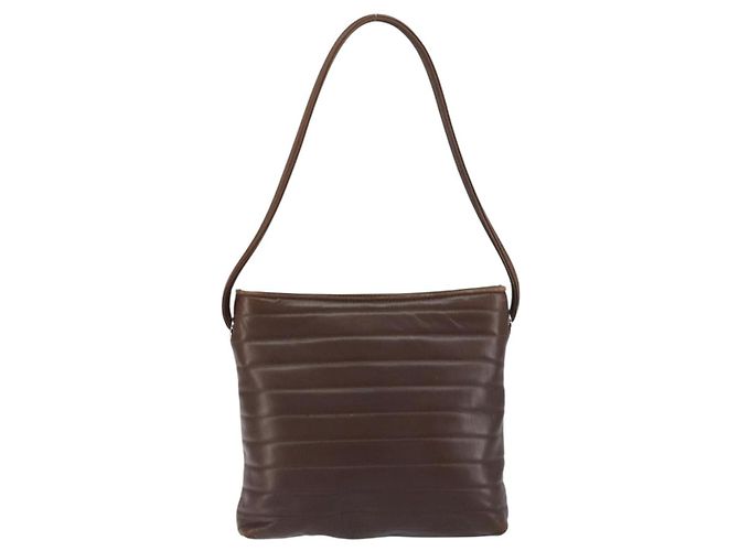 Gucci Borsa a Spalla in Pelle Marrone Argento Auth 151611 - vista 3