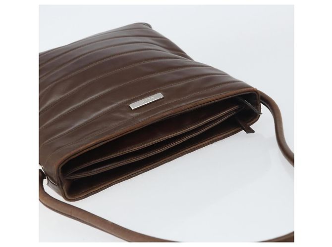 Gucci Borsa a Spalla in Pelle Marrone Argento Auth 151611 - vista 6