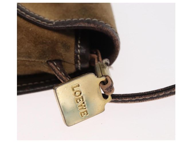 LOEWE Borsa a Spalla Anagram Camoscio Beige Oro Auth 151693 D'oro - vista 10