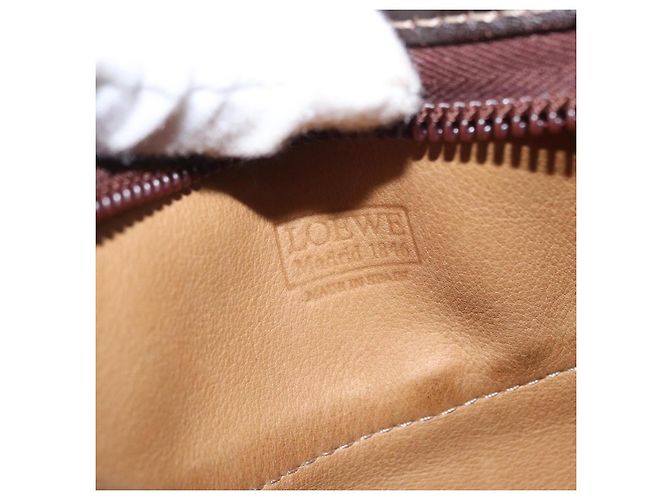 LOEWE Borsa a Spalla Anagram Camoscio Beige Oro Auth 151693 D'oro - vista 11