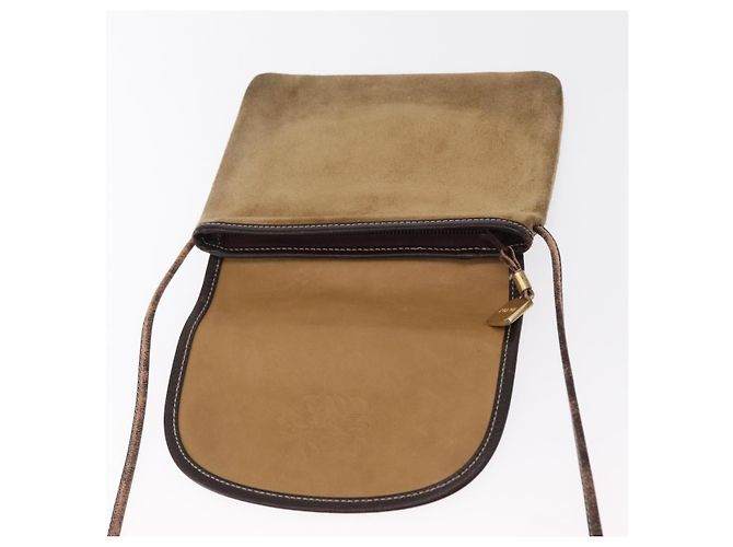LOEWE Borsa a Spalla Anagram Camoscio Beige Oro Auth 151693 D'oro - vista 17