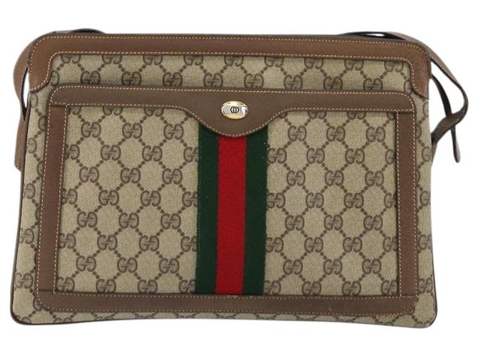 Borsa Sherry Line GG Supreme Web di GUCCI in PVC beige e oro 904 02 013 Auth ep12043 D'oro - vista 2