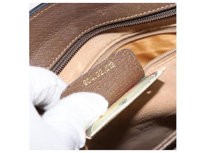 Borsa Sherry Line GG Supreme Web di GUCCI in PVC beige e oro 904 02 013 Auth ep12043 D'oro - vista 25
