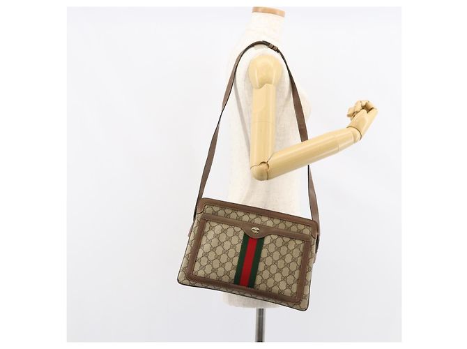 Borsa Sherry Line GG Supreme Web di GUCCI in PVC beige e oro 904 02 013 Auth ep12043 D'oro - vista 26