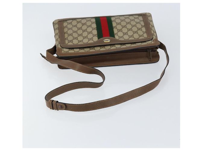 Borsa Sherry Line GG Supreme Web di GUCCI in PVC beige e oro 904 02 013 Auth ep12043 D'oro - vista 7