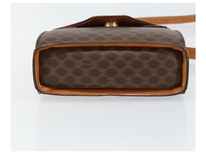 Céline Borsa a Spalla in Tela Macadam CELINE in Pelle PVC Marrone Oro Auth 154706 D'oro - vista 10