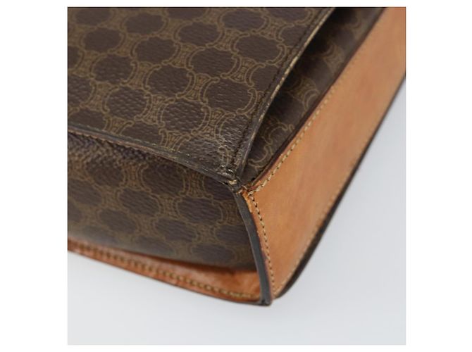 Céline Borsa a Spalla in Tela Macadam CELINE in Pelle PVC Marrone Oro Auth 154706 D'oro - vista 11