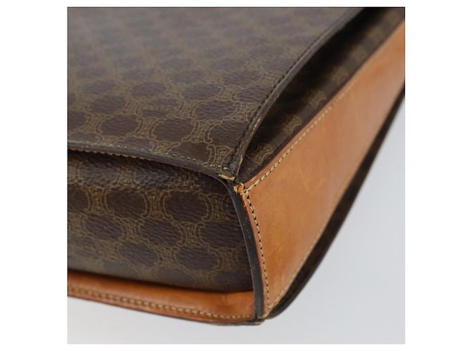 Céline Borsa a Spalla in Tela Macadam CELINE in Pelle PVC Marrone Oro Auth 154706 D'oro - vista 13