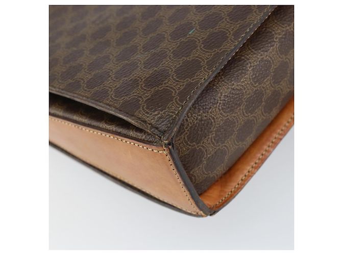 Céline Borsa a Spalla in Tela Macadam CELINE in Pelle PVC Marrone Oro Auth 154706 D'oro - vista 14