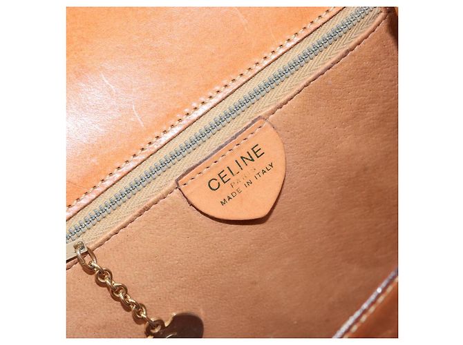 Céline Borsa a Spalla in Tela Macadam CELINE in Pelle PVC Marrone Oro Auth 154706 D'oro - vista 17